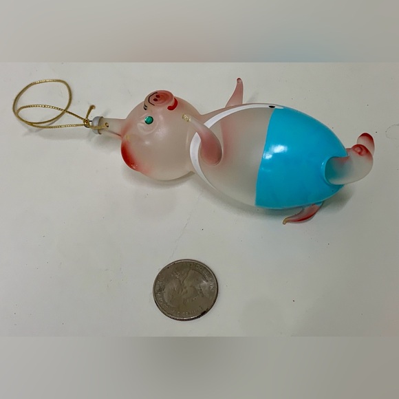 Mid Century Vtg Italian Blown Glass Piglet Christmas Tree Ornament - Picture 3 of 12